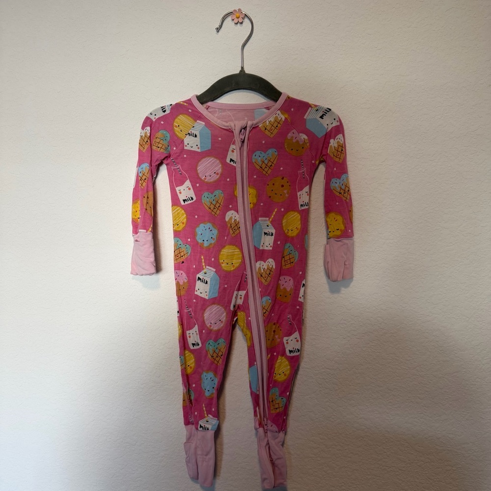 Little Sleepies Pink Cookie and Milk Kids Footie